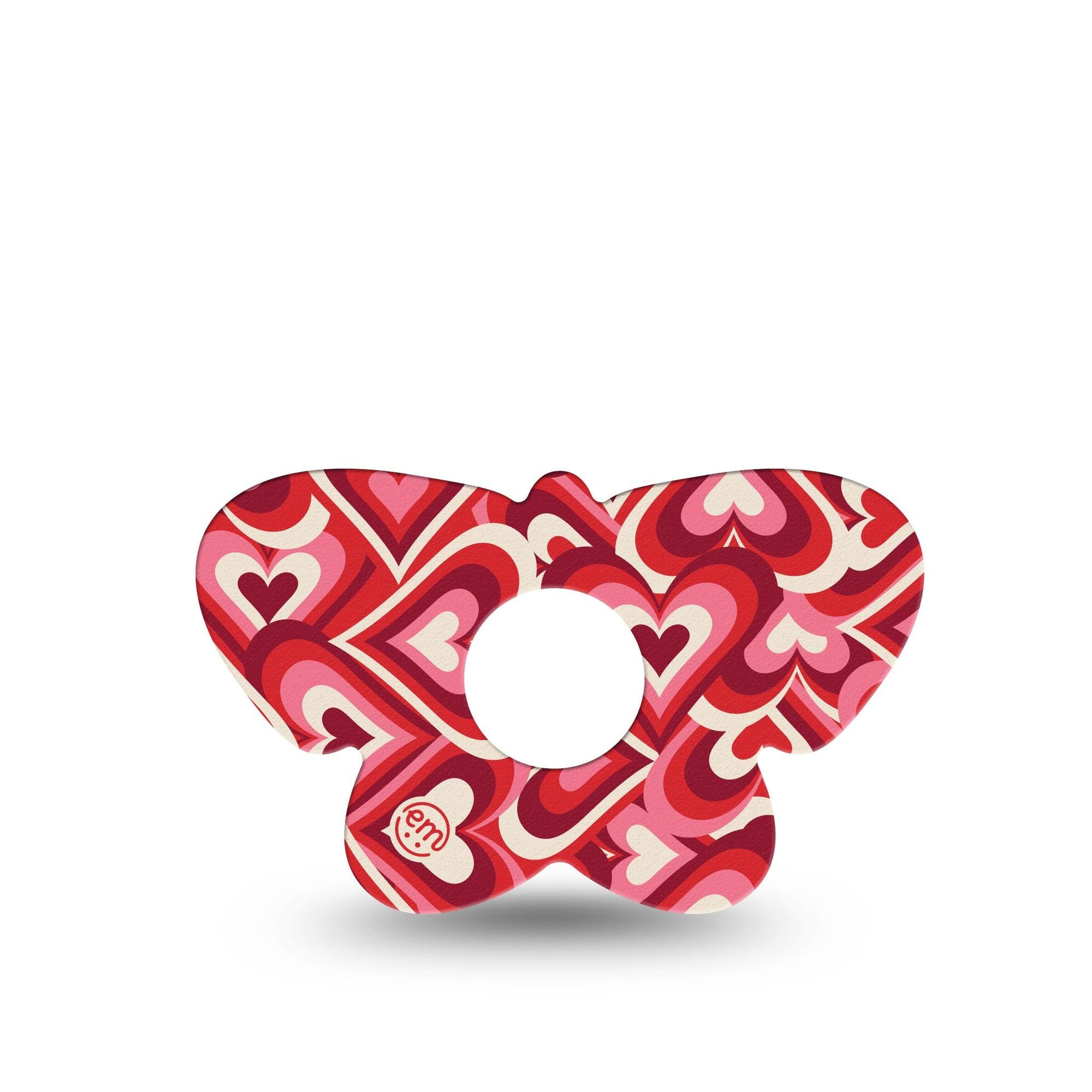 ExpressionMed Valentine Hearts Freestyle Libre 3 Butterfly Shape Tape Single Tape Valentine's Day Hearts, Overlay Patch CGM Design