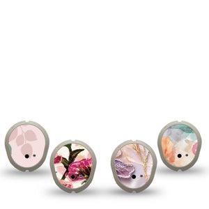 ExpressionMed Warm Florals Dexcom G7 and Dexcom Stelo Glucose Biosensor System Sticker, 4-Pack Sticker Pale pink garden Sensor Cover for Continuous Glucose Monitor
