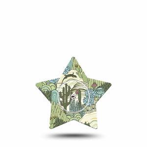 ExpressionMed Cactus Freestyle Libre 2 and Libre 2 Plus Star Shape Tape, Abbott Lingo,  Single Tape and Single Sticker Bright Pastel Cactus Garden, Adhesive Tape CGM Design