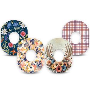 ExpressionMed Antlers & Autumn Variety Pack Dexcom G7 Tape, Dexcom Stelo Glucose Biosensor System, 4-Pack Tape Variety, Plaid and Florals, Overlay Tape CGM Design