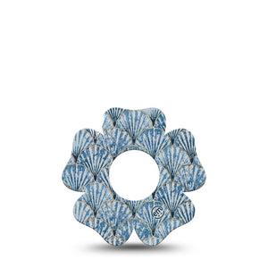 ExpressionMed Seashells Infusion Set Flower Shape Tape, 5-Pack Tape Aesthetic Sea Shell Pattern, Plaster Continuous Glucose Monitor Design