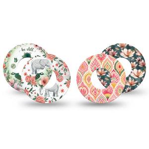 ExpressionMed Balance Bloom Freestyle Libre, Libre 2 Plus, and Abbott Lingo, 4-Pack Tape elegant floral nature design Decorative Patch for Continuous Glucose Monitor