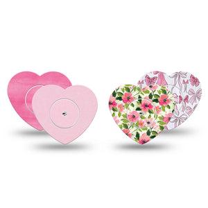 ExpressionMed Soft Pink Freestyle Libre, Libre 2 Plus, and Abbott Lingo Heart, tape and sticker  Soft pink patterns Decorative Patch for CGM