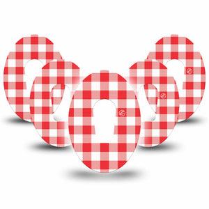 ExpressionMed Red Gingham Dexcom G6, 5-Pack Red checker print Best Covers for CGM