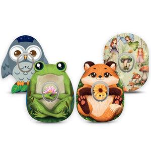 ExpressionMed Woodland Wonders Variety Pack Dexcom G7 Sticker and Tape, Dexcom Stelo Glucose Biosensor System, Cute Animals, Vinyl Sticker and Tape Pairing Continuous Glucose Monitor Design