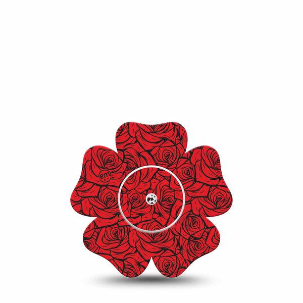 ExpressionMed Roses Freestyle Libre, Libre 2 Plus, and Abbott Lingo Flower, Single Tape and Single Sticker Line art roses Adhesive Tape for CGM