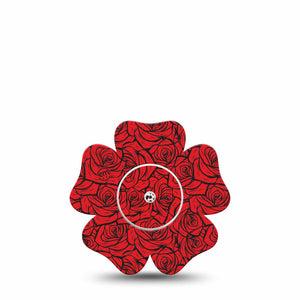 ExpressionMed Roses Freestyle Libre, Libre 2 Plus, and Abbott Lingo Flower, Single Tape and Single Sticker Line art roses Adhesive Tape for CGM