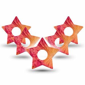ExpressionMed Ruffles Freestyle Libre 3 and Libre 3 Plus Star, 5-Pack Orange ruffles Decorative Patch for Continuous Glucose Monitor