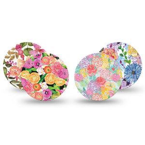 ExpressionMed Bloom Pop Freestyle Libre 3 and Libre 3 Plus OverPatch, 4-Pack Tape Lively florals Plaster for CGM