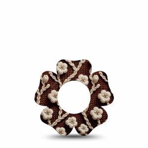 ExpressionMed Cozy Sweater Freestyle Libre 2 and Libre 2 Plus Flower Shape Tape, Abbott Lingo, Single Tape Knit Florals Print, Plaster CGM Design