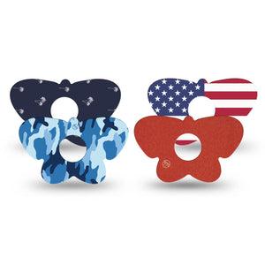 ExpressionMed USA Basics Freestyle Libre 3 and Libre 3 Plus Butterfly, 4-Pack Tape american color theme Waterproof Plaster for CGM