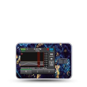 ExpressionMed Molten Midnight Tandem T-Slim Sticker Single Sticker Only Deep Blue Wavy Gold Details, Vinyl Decoration Pump Design