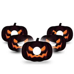 ExpressionMed Scary Pumpkin Infusion Set Pumpkin Shape Tape 10-Pack Fire Lit Pumpkin Inspired Adhesive Tape CGM Design