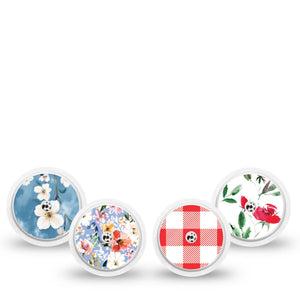 ExpressionMed Liberty Blooms Freestyle Libre, Libre 2 Plus, and Abbott Lingo Sticker, 4-Pack Sticker independence day florals Overlay Patch for Continuous Glucose Monitor