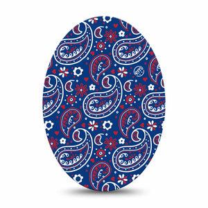 ExpressionMed Independence Paisley Medtronic Guardian Enlite Universal Oval Single Tape Cool Paisley Print, Plaster CGM Design