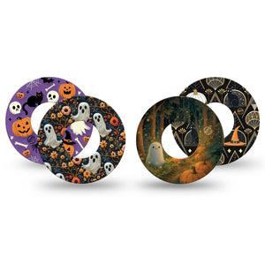 ExpressionMed Halloween Forest Freestyle Libre, Libre 2 Plus, and Abbott Lingo, 4-Pack Tape haunted woodland scene Decorative Patch for Continuous Glucose Monitor