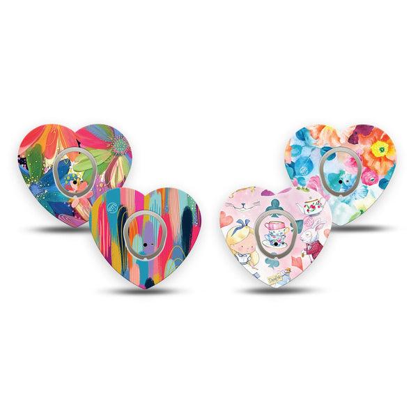 ExpressionMed Soft-Tone Dexcom G7 and Dexcom Stelo Glucose Biosensor System Heart, tape and sticker gentle color palette Vinyl Decoration for CGM