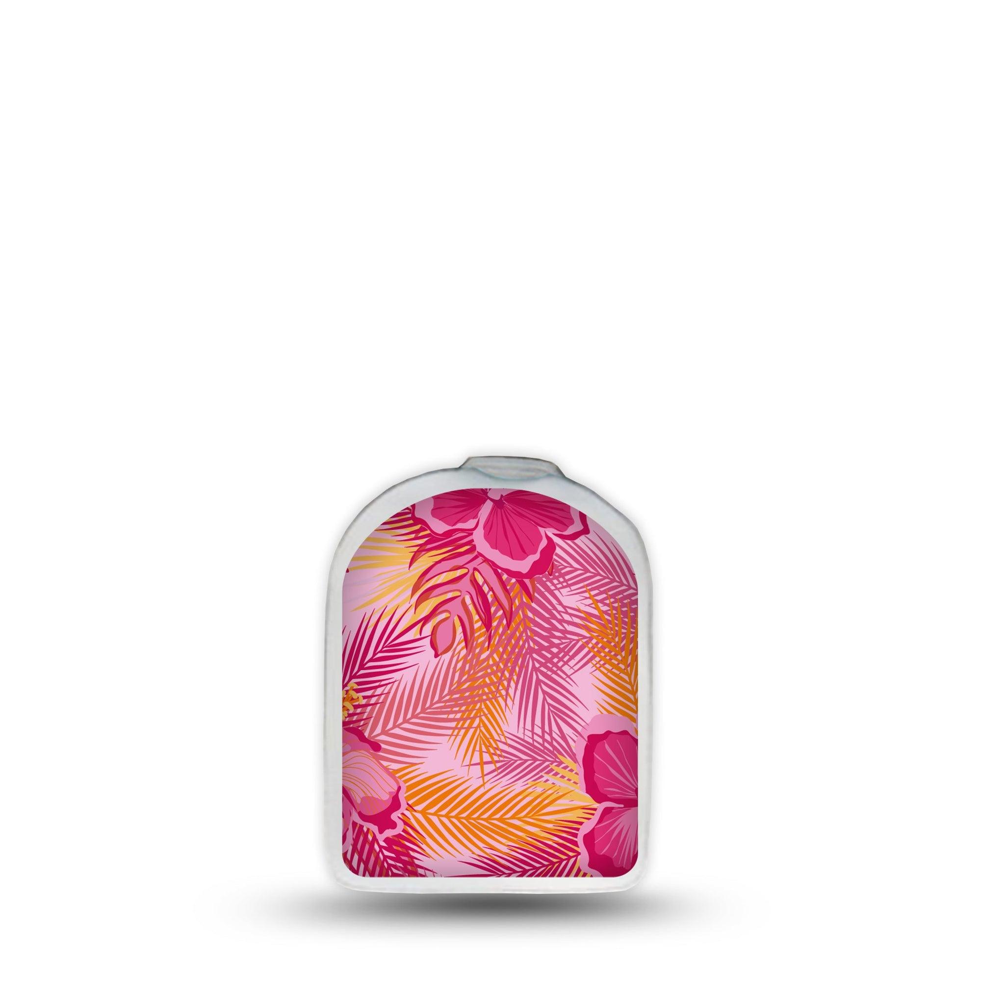 ExpressionMed Pink Hibiscus Omnipod Surface Center Sticker Single Sticker Pink Tropical Flowers Inspired Vinyl Decoration Pump Design