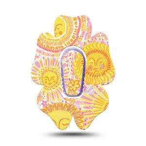ExpressionMed Bright Sunshine Dexcom G6 Flower, Single Tape and Single Sticker golden summer aesthetic Adhesive Tape for CGM