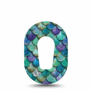 ExpressionMed Mermaid Scales Dexcom G6 Mini, Single Tape fantasy sea pattern Adhesive Tape for CGM