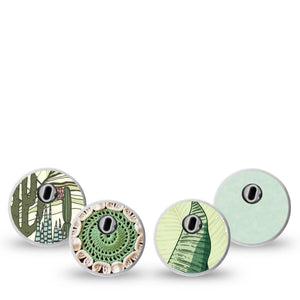 ExpressionMed Tropical Greens Freestyle Libre 3 and Libre 3 Plus Sticker, 4-Pack Sticker tropical botanical pattern Vinyl Decoration for CGM