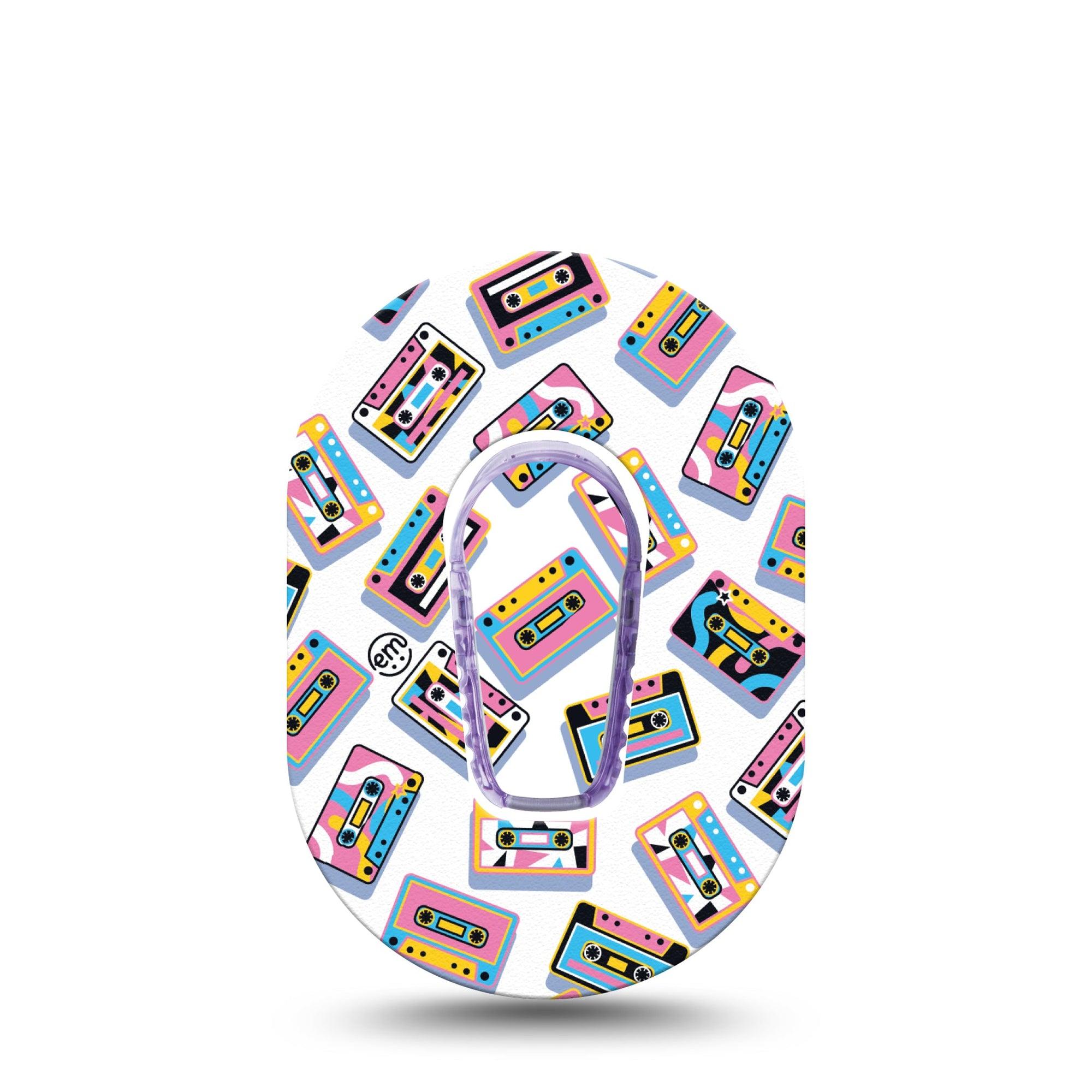 ExpressionMed Vintage Music Tapes Dexcom G6 Mini Tape Single Tape and Single Sticker Neon Cassette Tapes, Adhesive Tape CGM Design