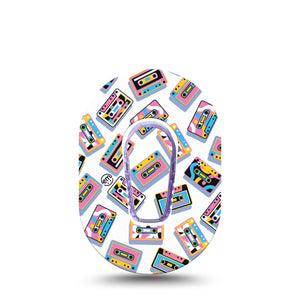 ExpressionMed Vintage Music Tapes Dexcom G6 Mini Tape Single Tape and Single Sticker Neon Cassette Tapes, Adhesive Tape CGM Design