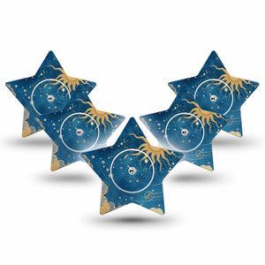 ExpressionMed Mystic Skies Freestyle Libre, Libre 2 Plus, and Abbott Lingo Star, 5-Pack Tape and 5-Pack Sticker Blue night sky Waterproof Sensor Cover for Continuous Glucose Monitor