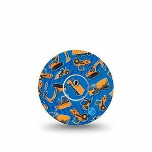 ExpressionMed Construction Trucks Freestyle Libre 3 and Libre 3 Plus Tape, Single Tape and Single Sticker Kids Construction Toys, Adhesive Tape Continuous Glucose Monitor Design