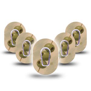 ExpressionMed Olives Dexcom G6 Mini, 5-Pack Tape and 5-Pack Sticker Green olives Waterproof Sensor Cover for Continuous Glucose Monitor