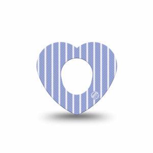 ExpressionMed Blue Stripes Dexcom G7 and Dexcom Stelo Glucose Biosensor System Heart, Single Tape White and blue pin stripes Decorative Patch for CGM