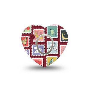 ExpressionMed Postage Stamp Dexcom G7 and Dexcom Stelo Glucose Biosensor System Heart, Single Tape and Single Sticker Postal stamps inspired Best Covers for CGM