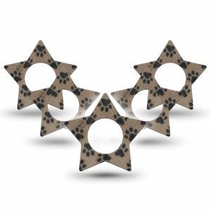 ExpressionMed Fuzzy Pawprints Freestyle Libre, Libre 2 Plus, and Abbott Lingo Star, 5-Pack Brown paw prints Accessories for Continuous Glucose Monitor