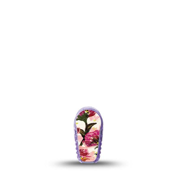ExpressionMed Maroon Flowers Dexcom G6 Sticker, Single Sticker Only Wispy Red Flowers, Vinyl Decoration Continuous Glucose Monitor Design