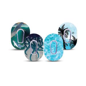 ExpressionMed Poolside Tide Dexcom G6 Mini, tape and sticker  wave inspired design Waterproof Adhesive Tape for CGM