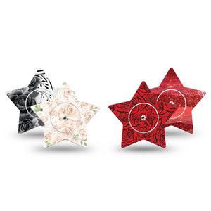ExpressionMed Crimson Bloom Variety Pack Freestyle Libre, Libre 2 Plus, and Abbott Lingo Star, 4-Pack Tape and 4-Pack Sticker, Rose garden Waterproof Sensor Cover for CGM