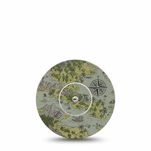 ExpressionMed Navigation Freestyle Libre and Libre 2 Plus Sticker and Tape, Abbott Lingo, Exploration Map, Adhesive Sticker and Tape Design Continuous Glucose Monitor Design