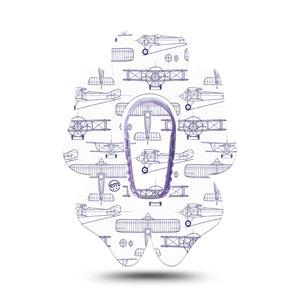 ExpressionMed Airplane Dexcom G6 Flower Shape Tape, Single Tape and Single Sticker Small Aircraft Outlines, Adhesive Patch Continuous Glucose Monitor Design
