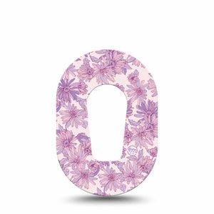 ExpressionMed Purple Daisy Dexcom G6 Mini Tape, Single Tape Cute Purple Daisies, Adhesive Tape CGM Design