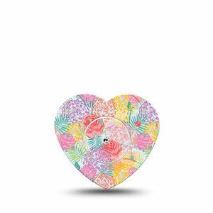 ExpressionMed Spring Flowers Freestyle Libre, Libre 2 Plus, and Abbott Lingo Heart, Single Tape and Single Sticker Spring flower mix Decorative Adhesive Tape for CGM