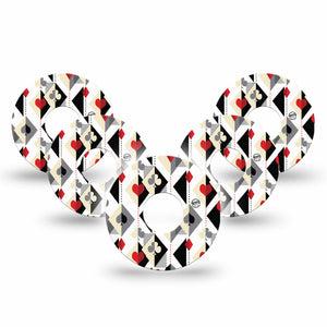ExpressionMed Playing Cards Freestyle Libre 3 and Libre 3 Plus Tape 5-Pack Tape Fun Geometric Suites Pattern, Adhesive Tape Continuous Glucose Monitor Design