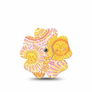 ExpressionMed Bright Sunshine Freestyle Libre 3 and Libre 3 Plus Flower, Single Tape and Single Sticker bright sunshine design Adhesive Tape for CGM
