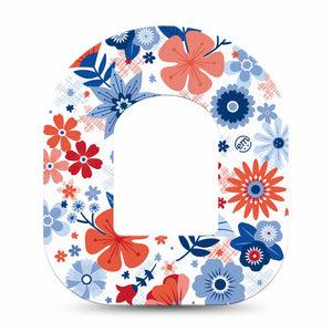 ExpressionMed July Flowers Omnipod Tape Single Americana flowers themed Adhesive Patch Pump Design