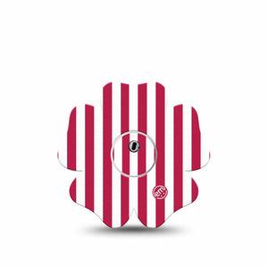 ExpressionMed Red Stripes Freestyle Libre 3 and Libre 3 Plus Flower, Single Tape and Single Sticker Fourth of July inspired Adhesive Tape for CGM