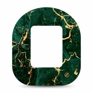 ExpressionMed Green & Gold Marble Tandem Mobi Tape Marbled Stone, CGM Fixing Ring Patch Design,