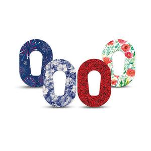 ExpressionMed Heritage Floral Dexcom G6 Mini, 4-Pack Tape traditional floral design Waterproof Sensor Cover for Continuous Glucose Monitor