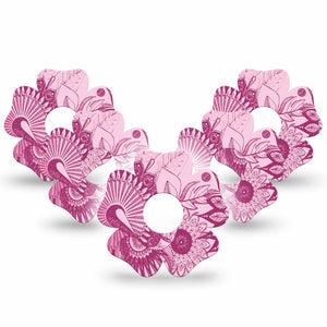 ExpressionMed Magenta Dani Freestyle Libre 3 and Libre 3 Plus Flower Shape Tape 5-Pack Tape Colorful Magenta, Plaster CGM Design