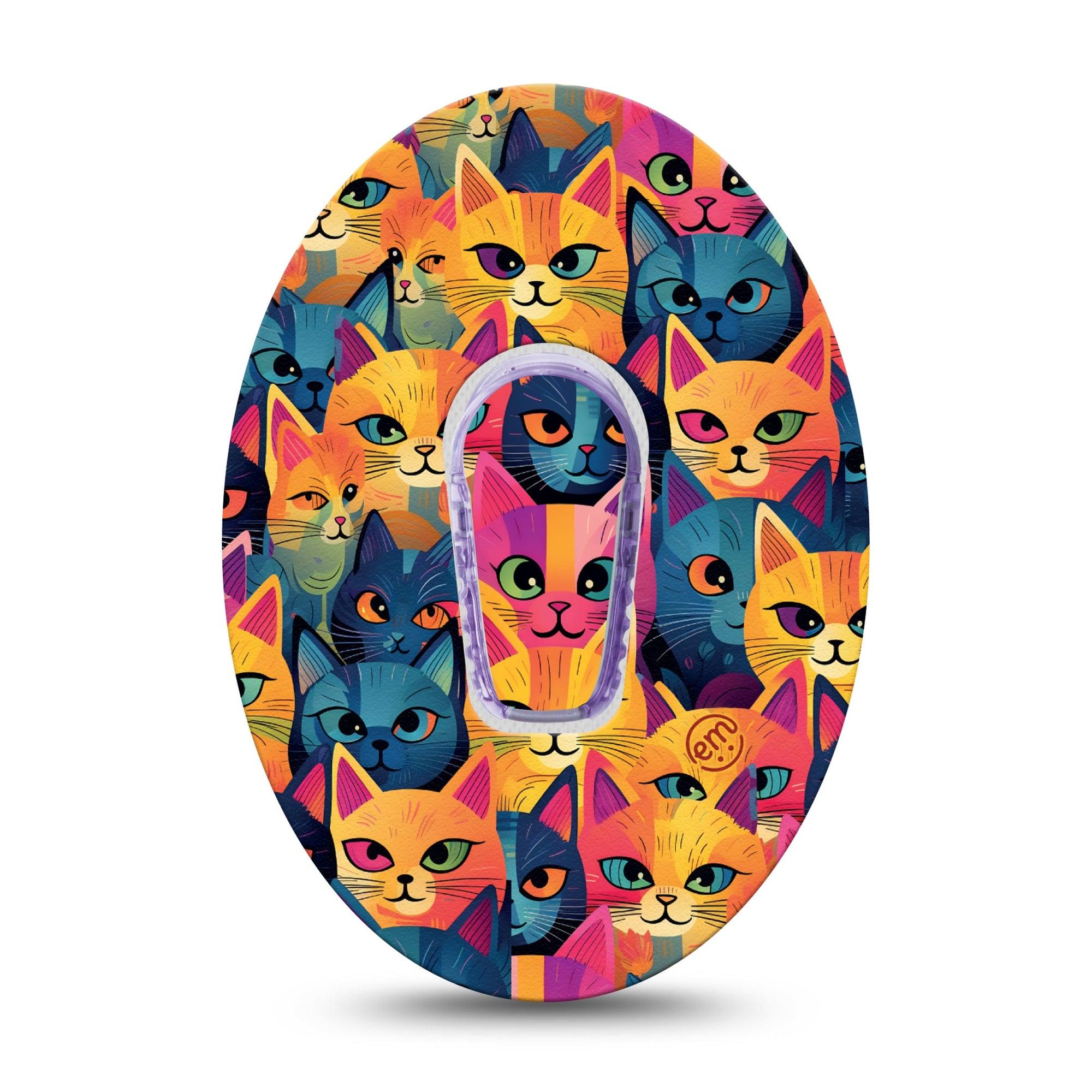 ExpressionMed Catorama Dexcom G6 Sticker and Tape Mixed Hue Cat Pattern Artwork Vinyl Sticker and Tape Design CGM Design