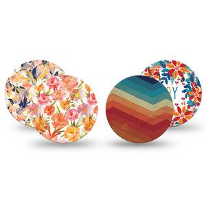 ExpressionMed Jewel Tone Glow Variety Pack Freestyle Libre 3 and Libre 3 Plus Overpatch, 4-Pack Tape Variety Fun Florals for Winter, Adhesive Patch CGM Design