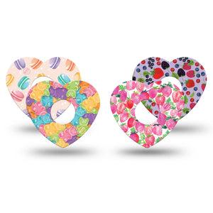 ExpressionMed Flavorful Favorites Freestyle Libre 3 Heart Shape Tape 4-Pack Summer Style Snacks Patch CGM Design